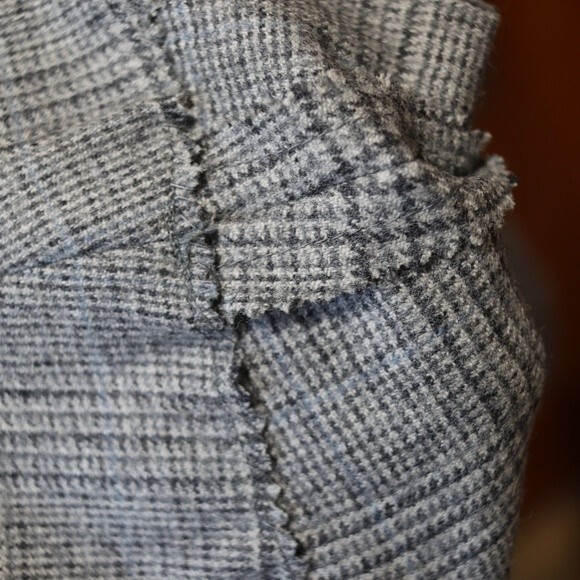 Vintage Handmade Gray Wool Plaid A-Line Midi Skirt Classic 70s Style M - Picture 3 of 12